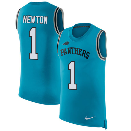 Nike Panthers #1 Cam Newton Blue Alternate Men's Stitched NFL Limited Rush Tank Top Jersey